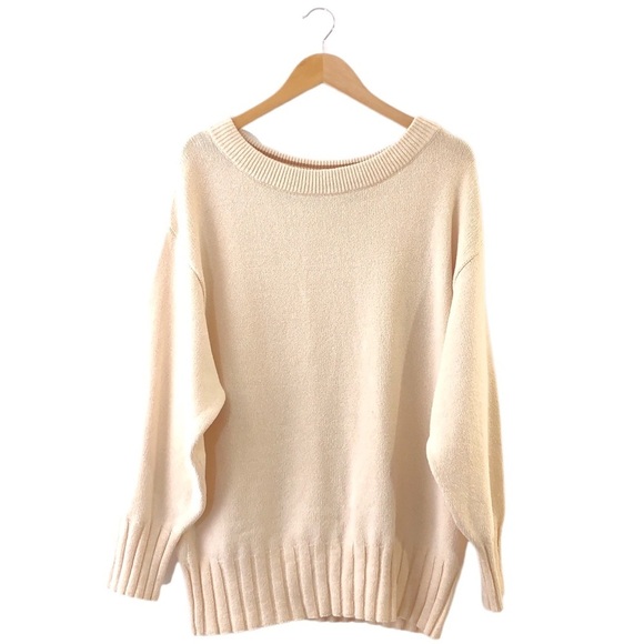 Free People Cream Knit Oversized Long Sleeve Sweater - Picture 1 of 4